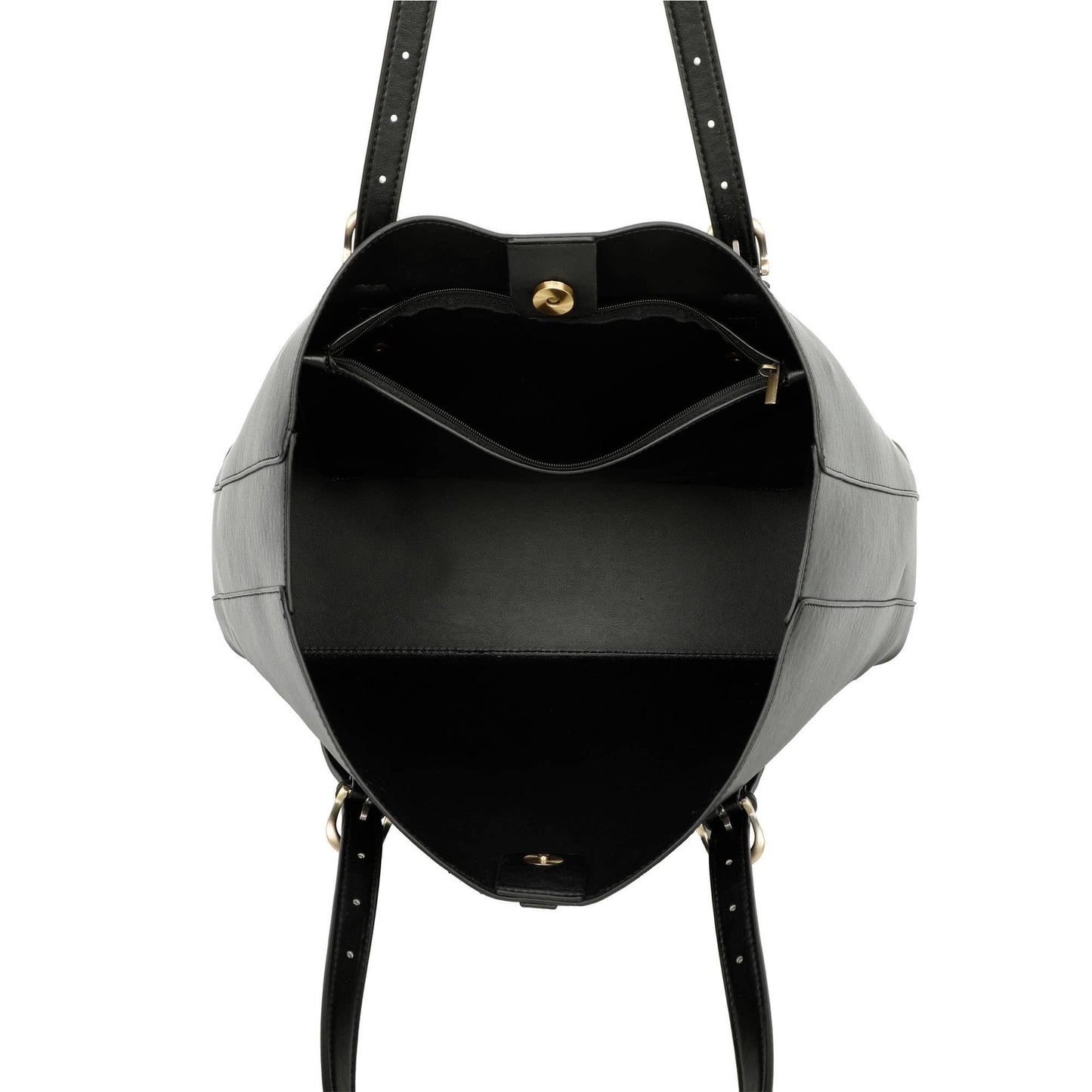 Isla Biodegradable Vegan Leather with detachable bag XL Tote: Black