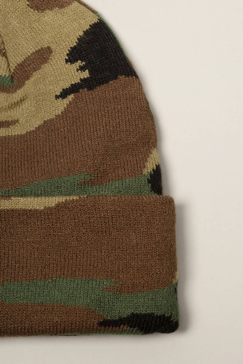 Camouflage Cuff Knitted Beanie Hat