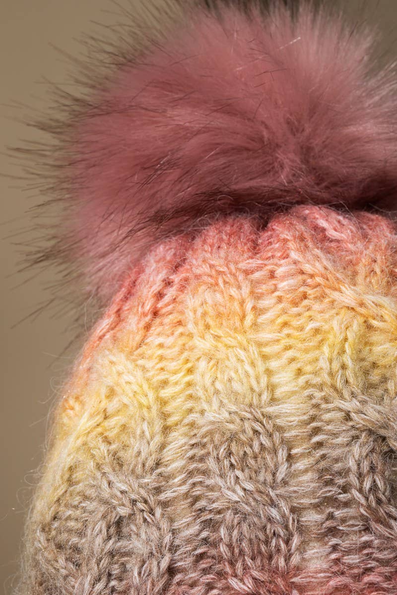 Colored Cable Knitted Beanie (2 Colors: Sunset and Gray)