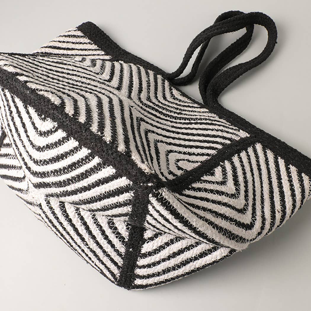 Tribal Aztec Shoulder Tote Canvas Bag (Black)