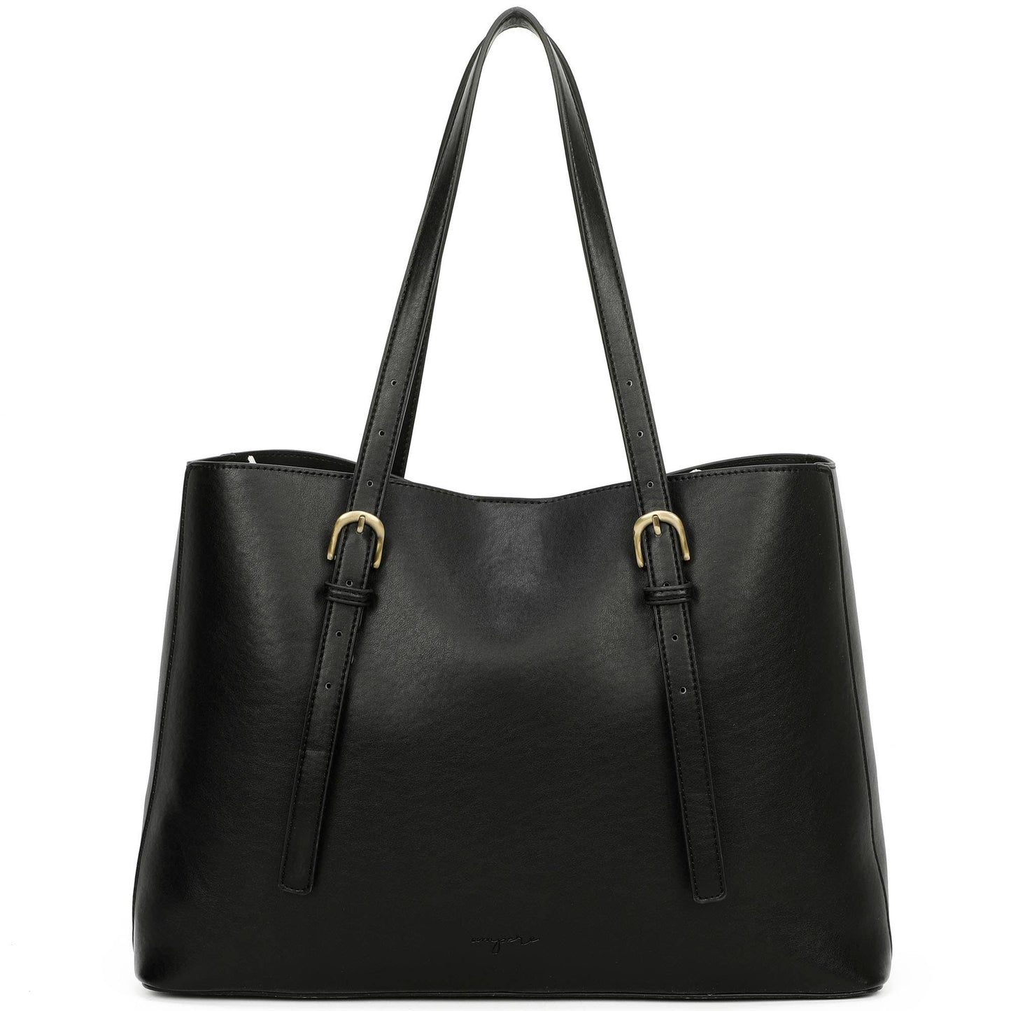 Isla Biodegradable Vegan Leather with detachable bag XL Tote: Black