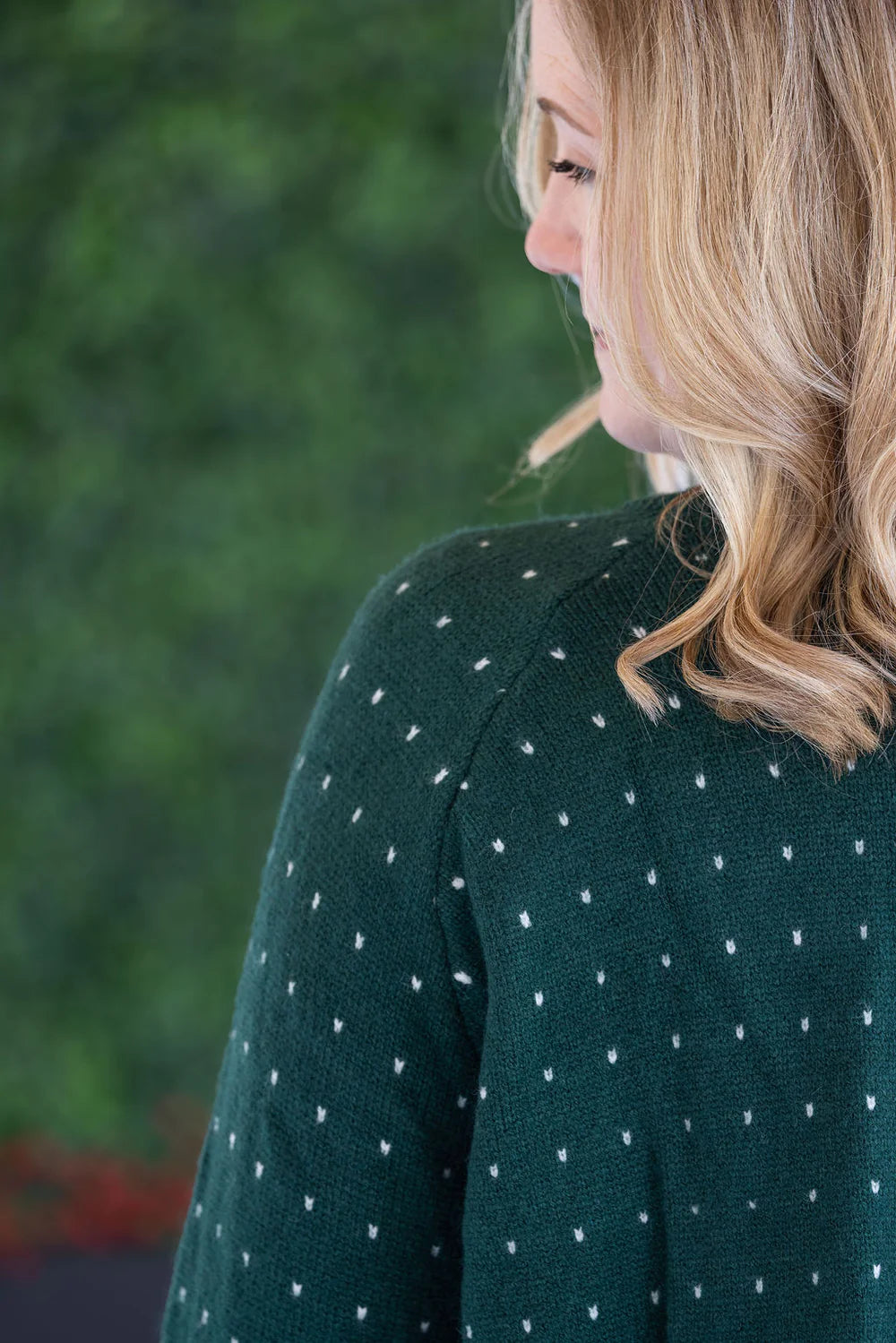 Dalilah Dot Cardigan - Forest Green