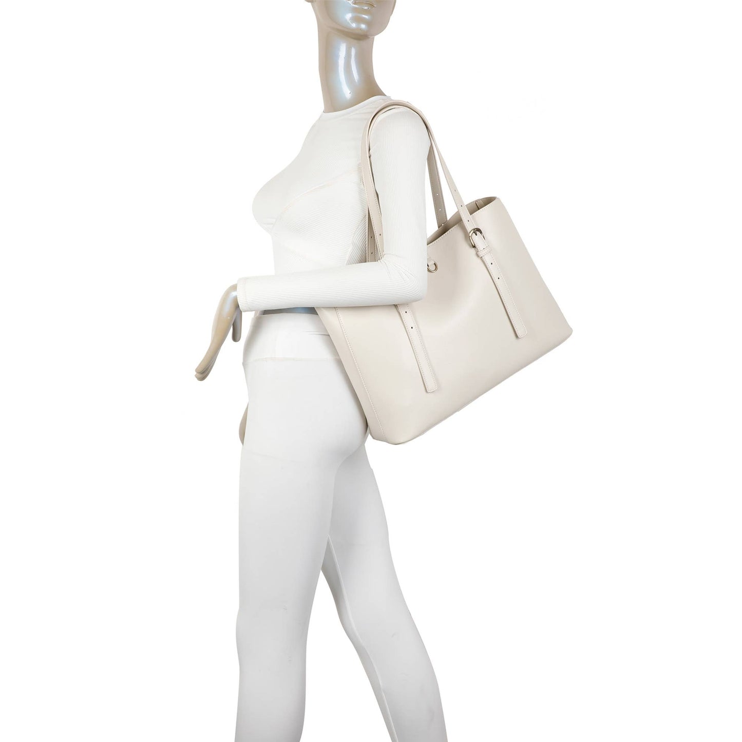 Isla Biodegradable Vegan Leather with detachable bag XL Tote: Black