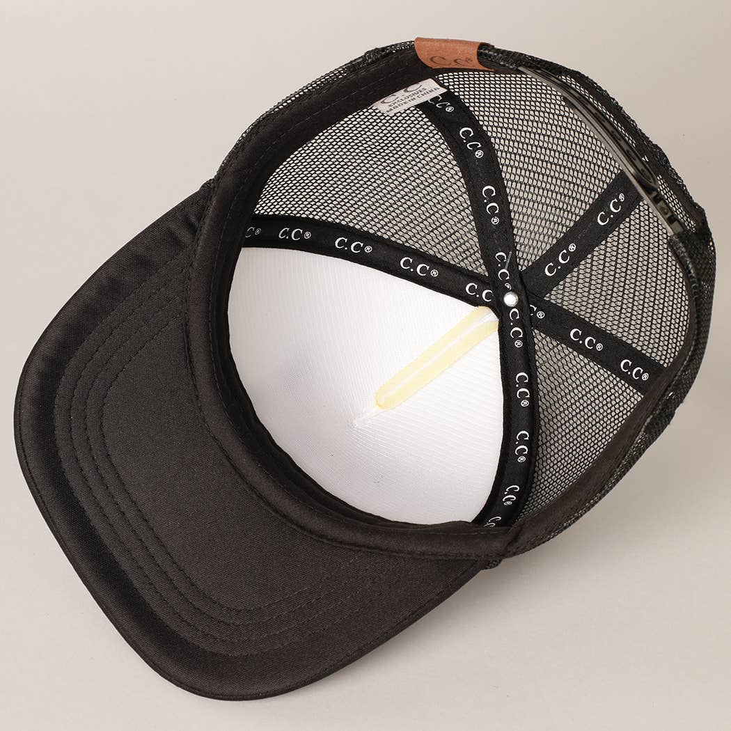 Hand-Painted Abstract Butterfly Trucker Cap (Hot Pink + Black)