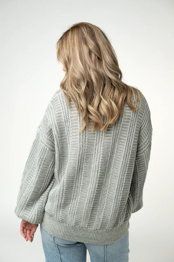 Cable Cardigan- Grey