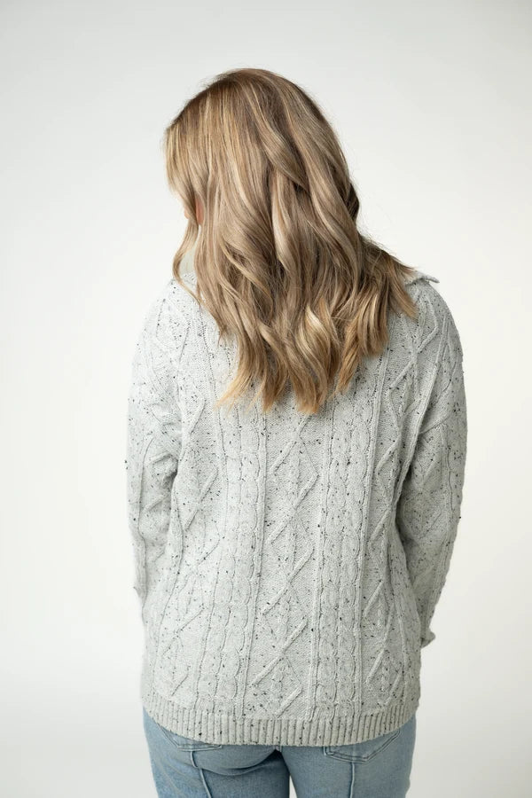 Confetti Dot Cable Cardigan Jacket- Grey