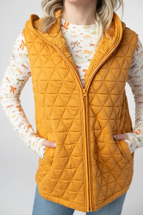 Heather Geometric Hooded Vest - 3 Colors
