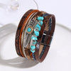 Bohemian Feather Magnetic Faux Leather Wrap Bracelet