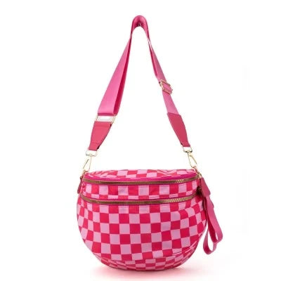 Running Errands Bum Bag, Pink/Pink Checkered