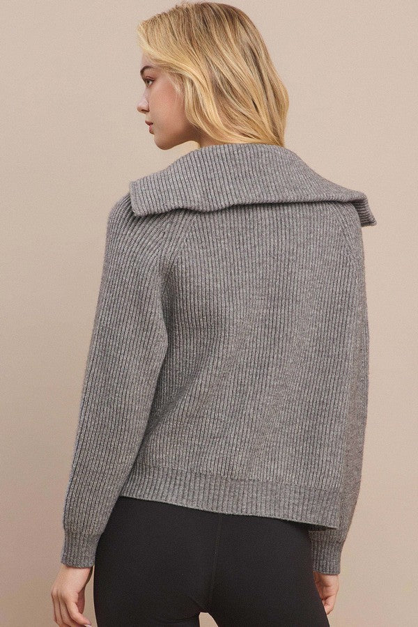 Luxe Funnel Neck Zip Cardigan