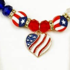 Mix Beaded Stretch USA Charm Bracelet