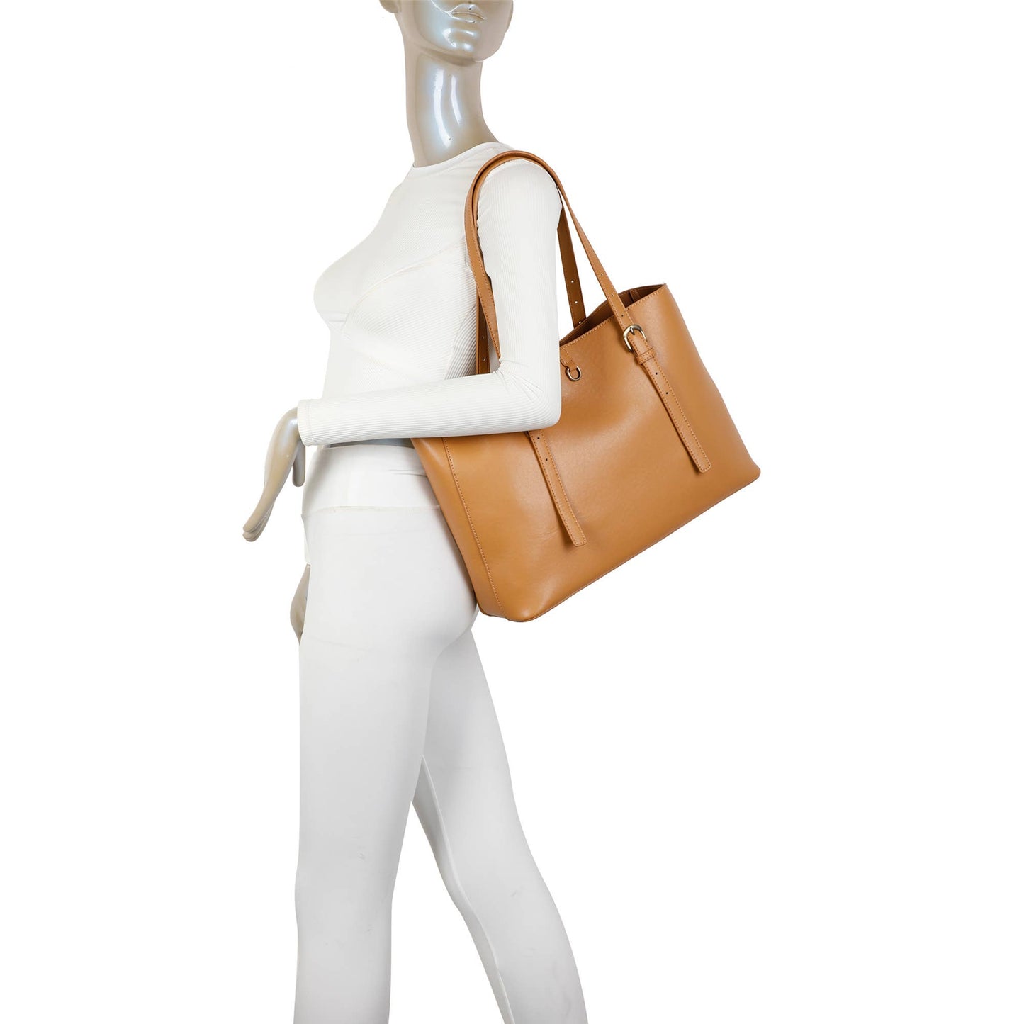 Isla Biodegradable Vegan Leather with detachable bag XL Tote: Black