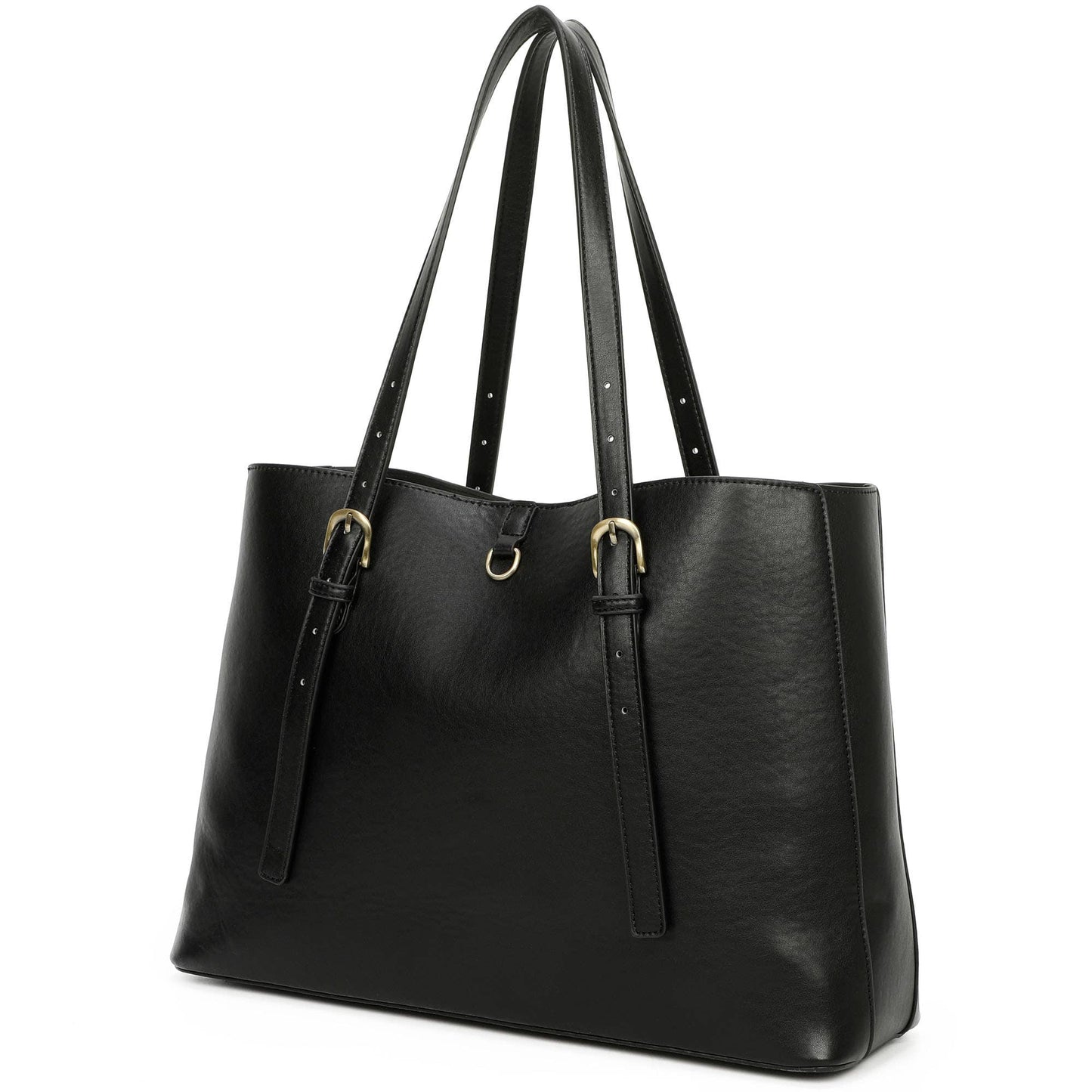 Isla Biodegradable Vegan Leather with detachable bag XL Tote: Black