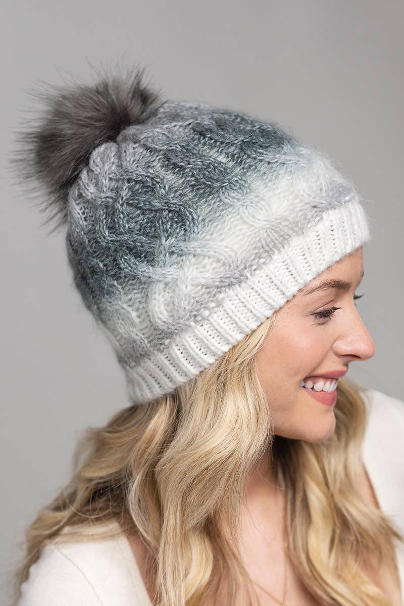 Colored Cable Knitted Beanie (2 Colors: Sunset and Gray)