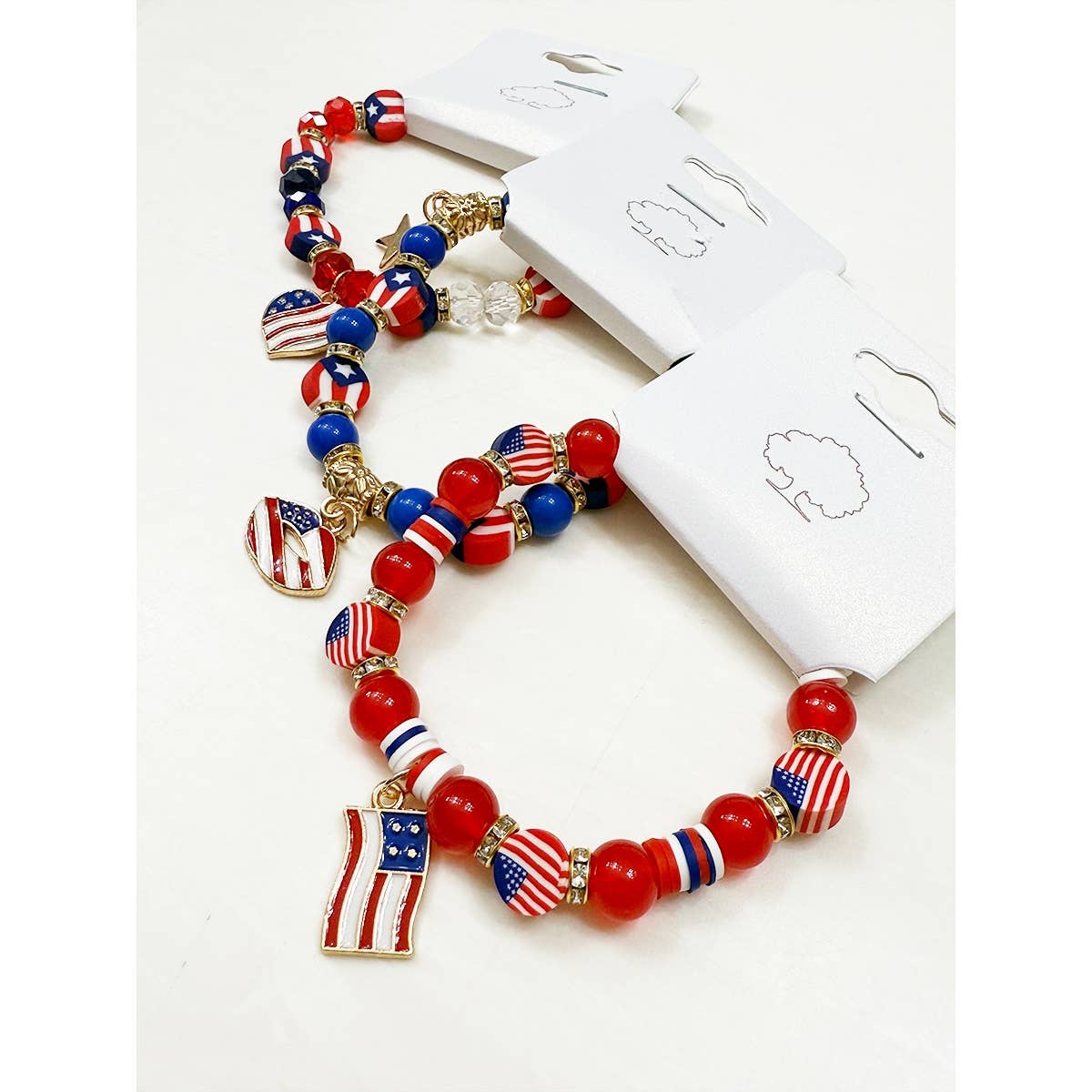 Mix Beaded Stretch USA Charm Bracelet