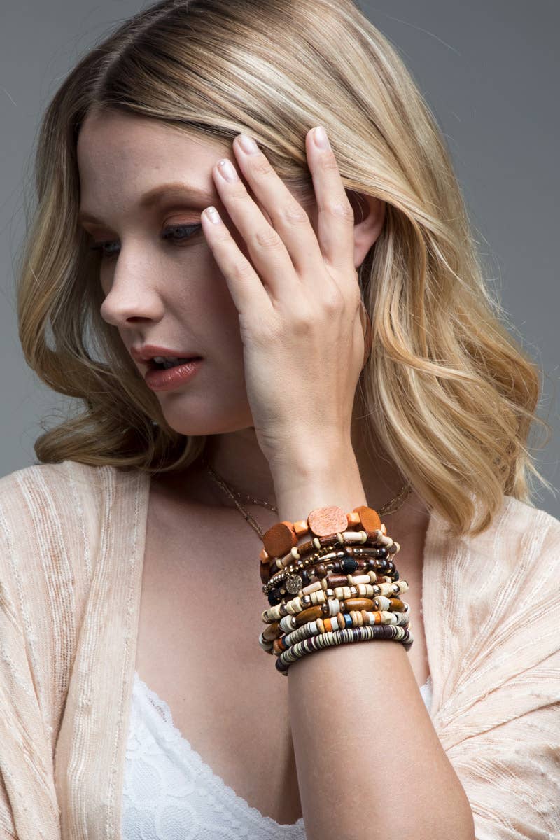 Mixed Bead Bracelet Set: Gdbrw-Brown / OS
