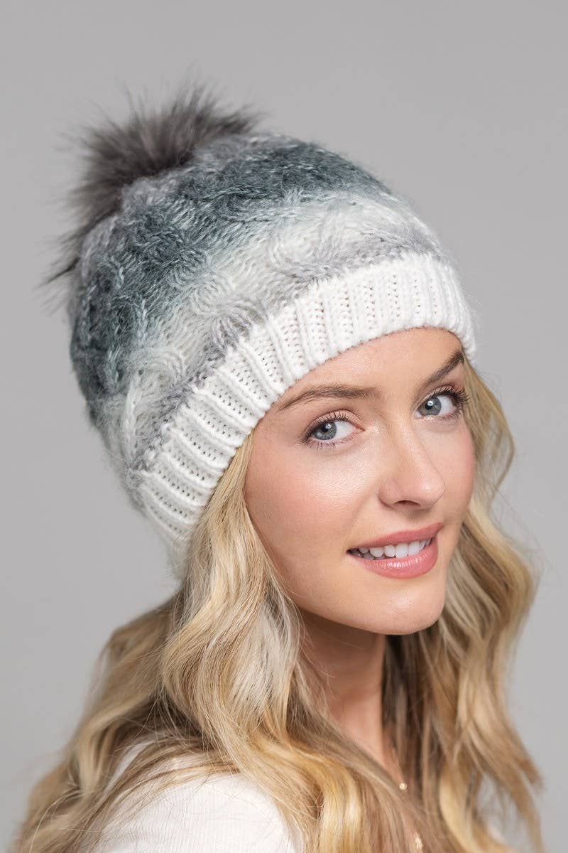 Colored Cable Knitted Beanie (2 Colors: Sunset and Gray)