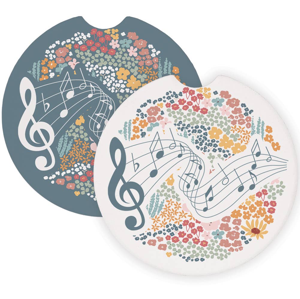 Floral Treble Clef - Car Coasters