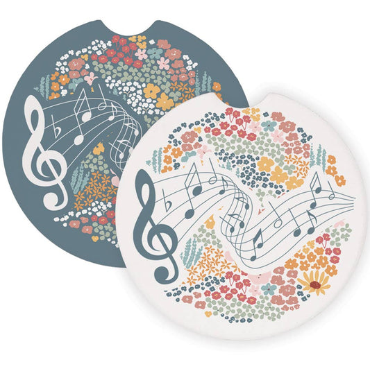 Floral Treble Clef - Car Coasters