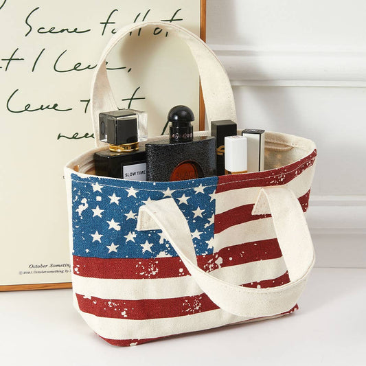 USA Flag Mini Tote With Key Ring Holder