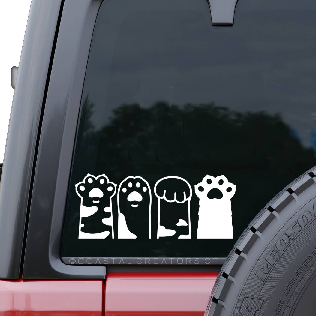 Cat Paws & Claws White Car Window Sticker Decal