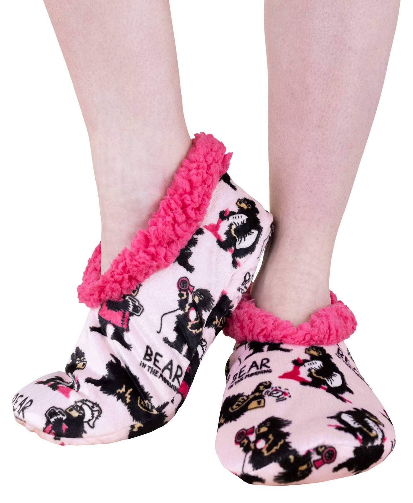 Bear in the AM Pink Fuzzy Feet: L/XL