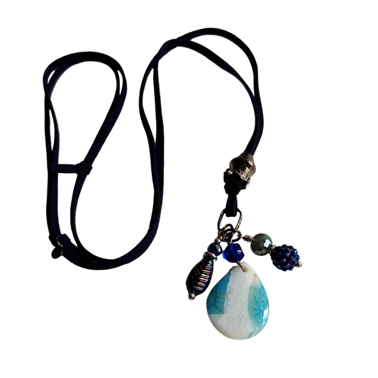Ocean Mist Leather Pendant Necklace