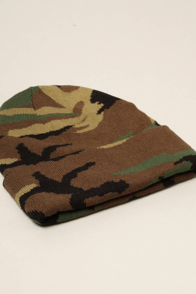 Camouflage Cuff Knitted Beanie Hat