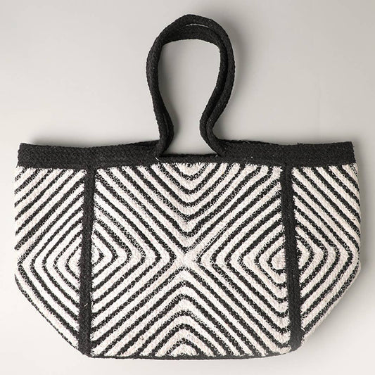Tribal Aztec Shoulder Tote Canvas Bag (Black)