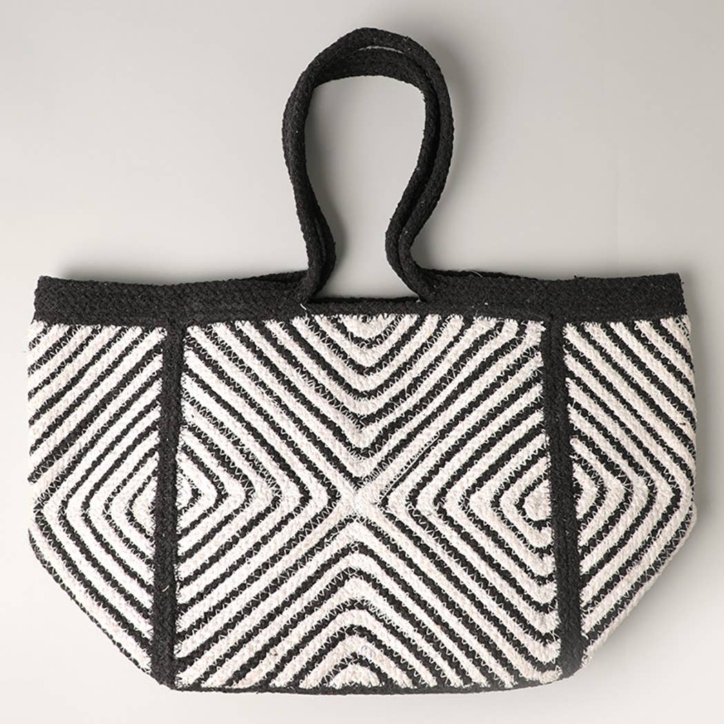 Tribal Aztec Shoulder Tote Canvas Bag (Black)