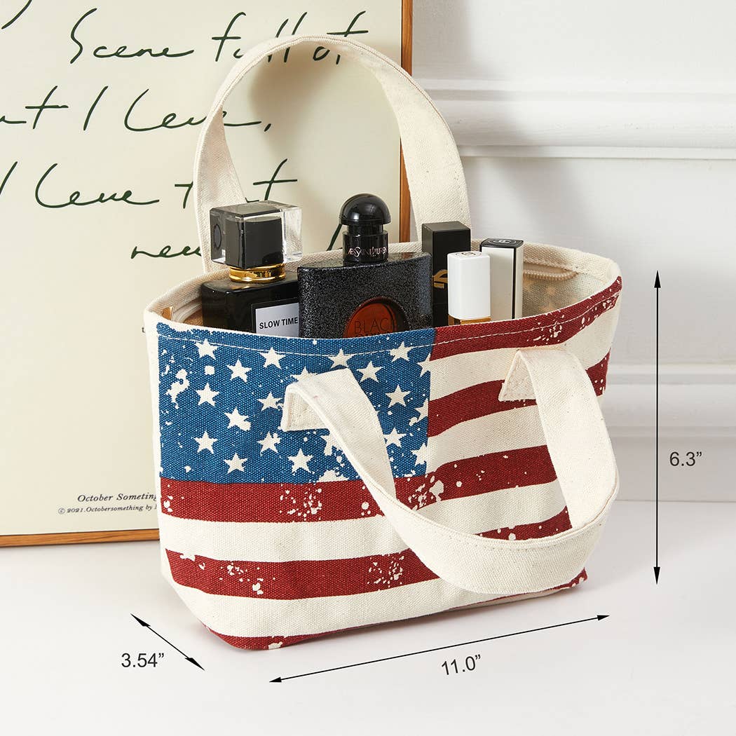 USA Flag Mini Tote With Key Ring Holder
