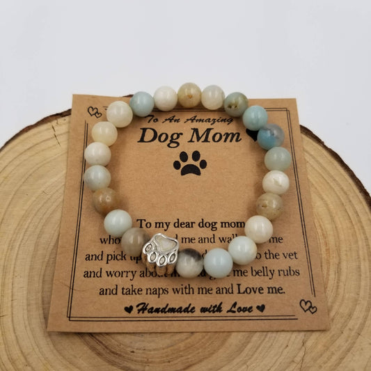 Natural Stone Dog Mom Bracelet - 2 Colors