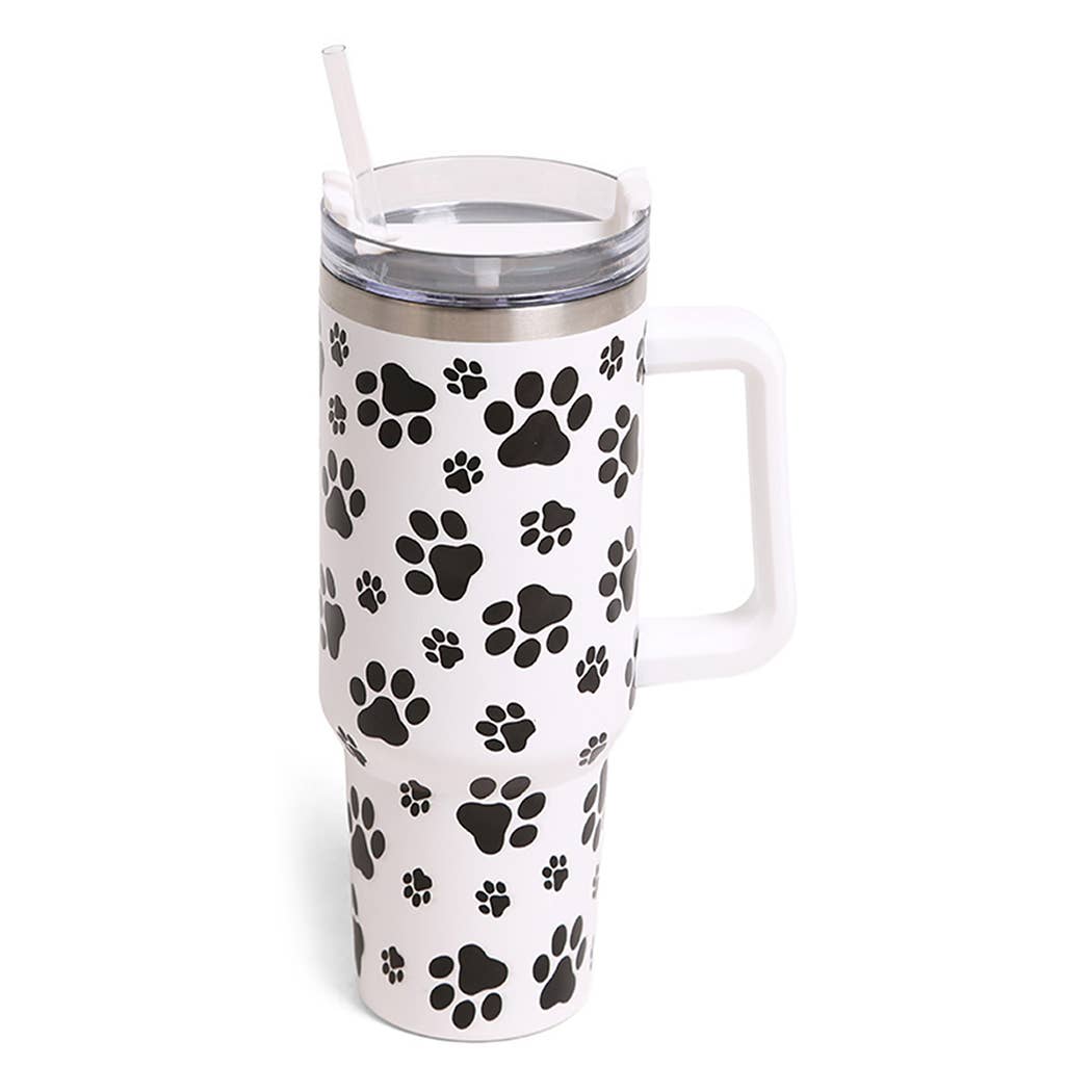 Paw Prints Patterned 40oz Tumbler with Handle
