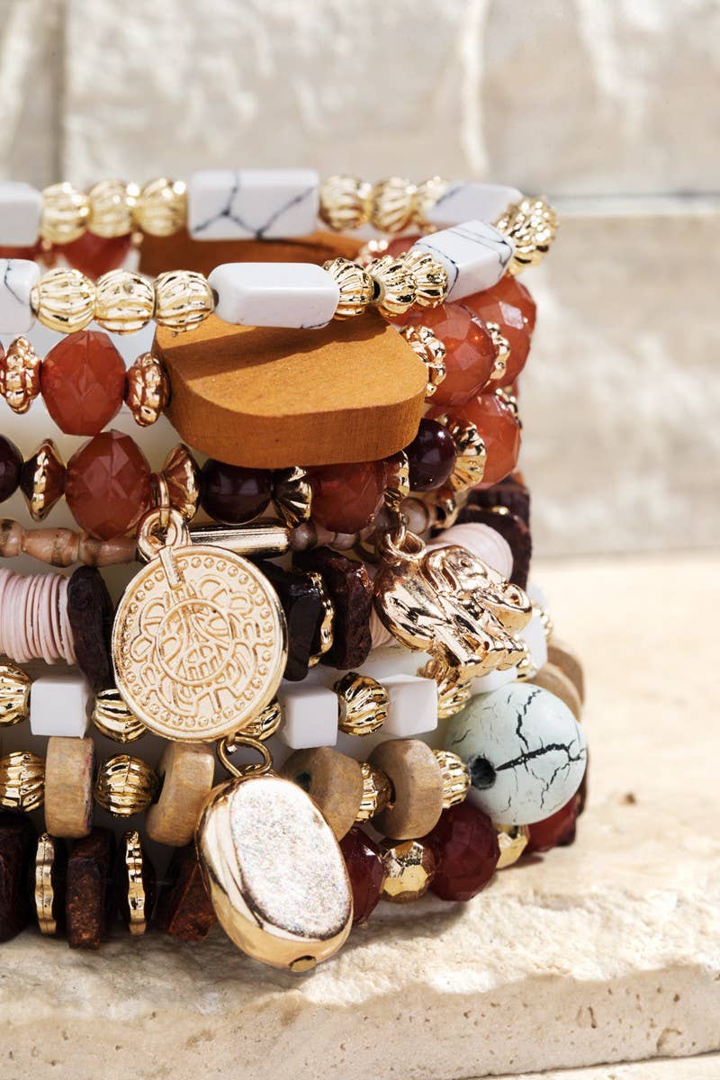 Multi Layered Natural Stone Bracelet: Pink Sand(Gdbrw) / OS
