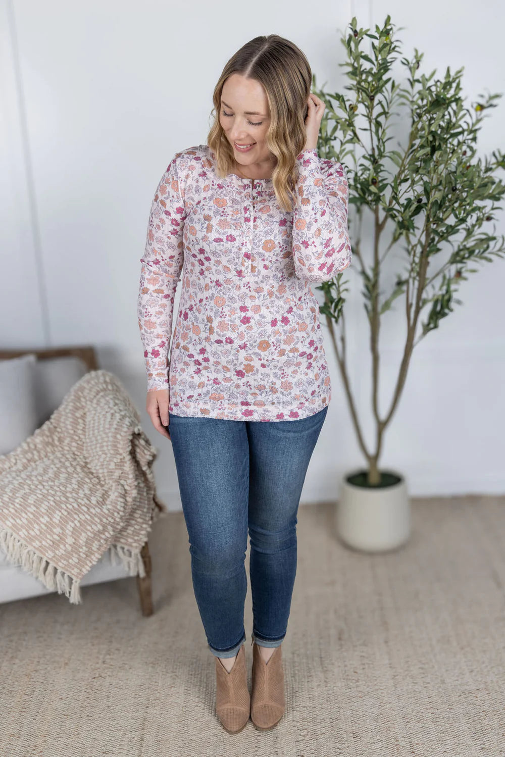 Button Snap Henley Top - 2 Patterns