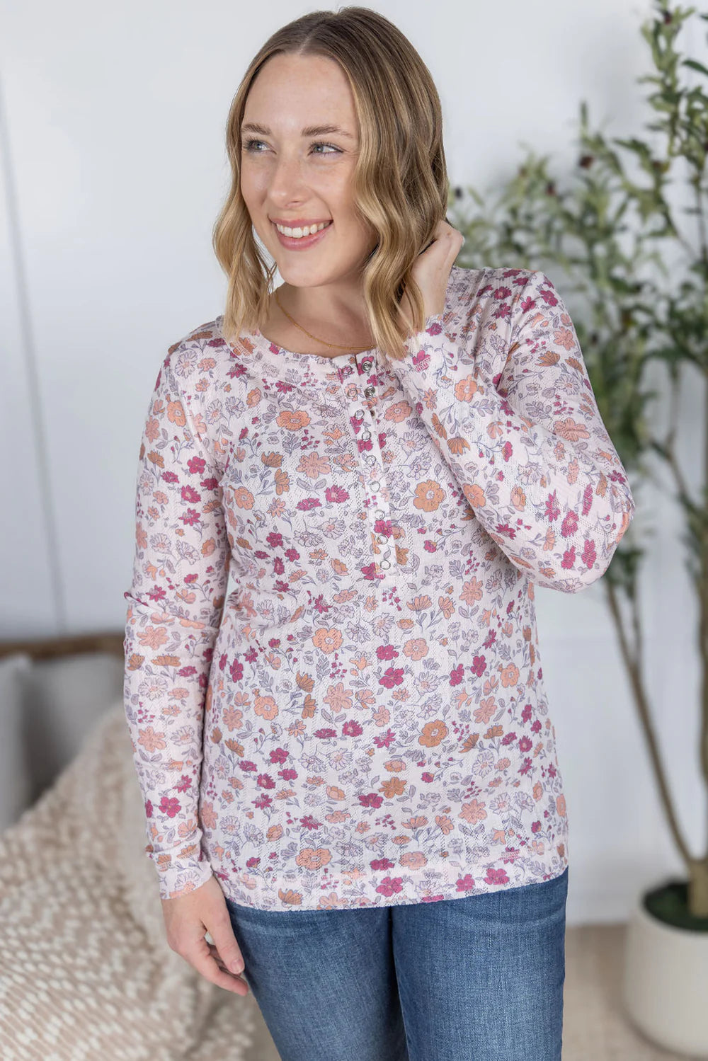 Button Snap Henley Top - 2 Patterns