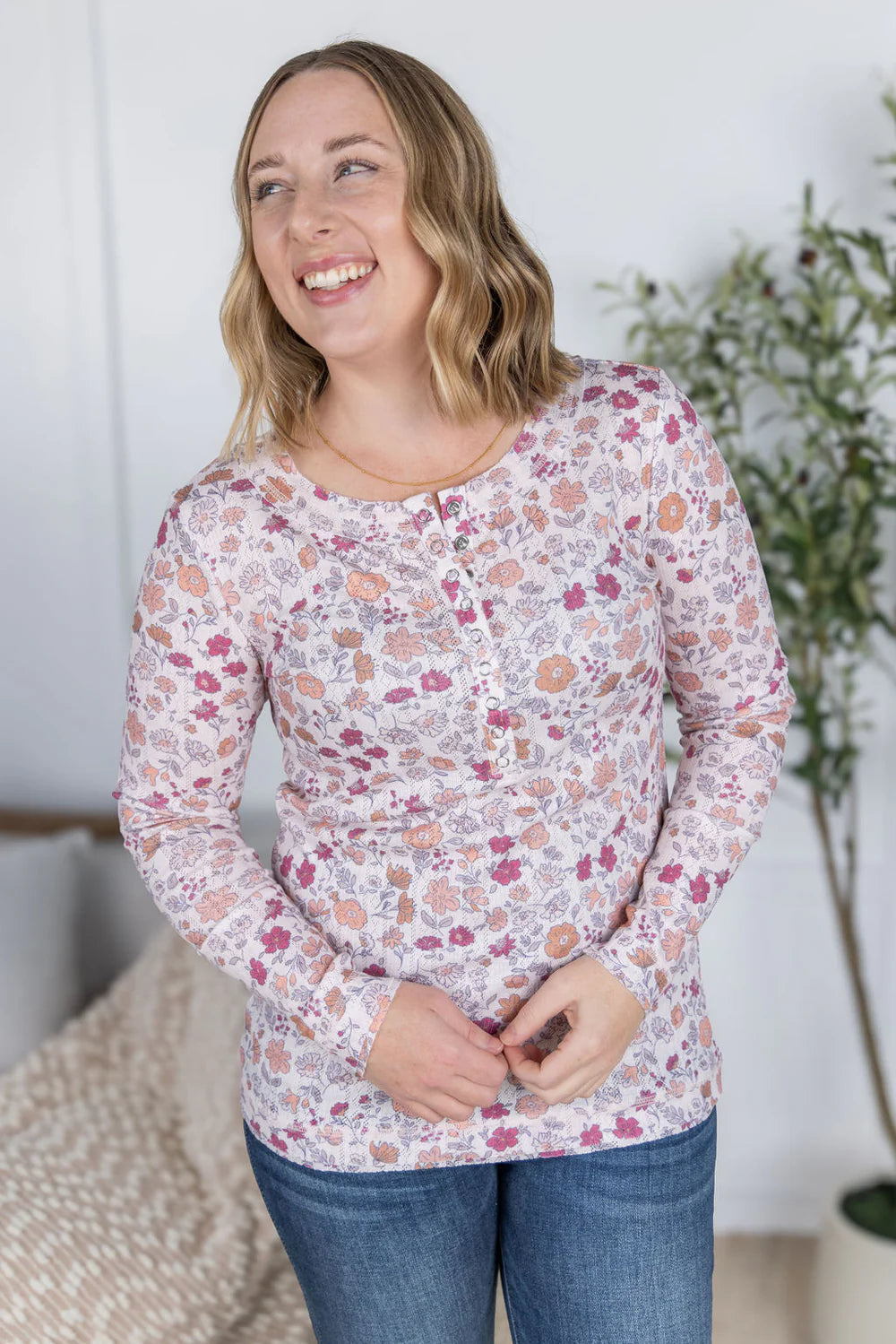 Button Snap Henley Top - 2 Patterns