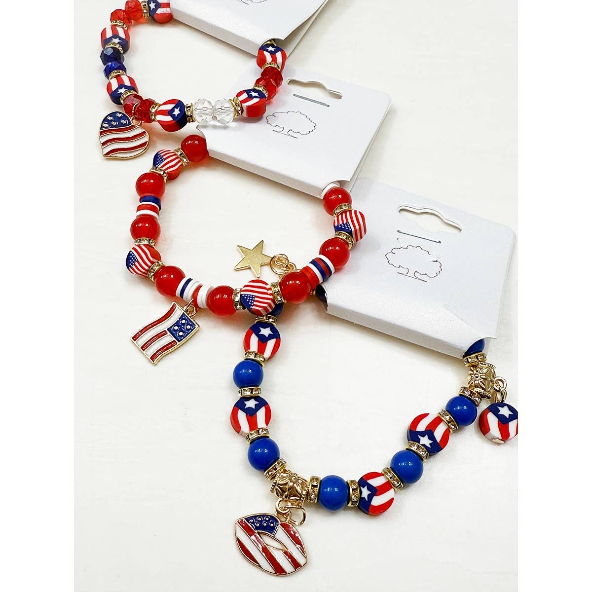 Mix Beaded Stretch USA Charm Bracelet