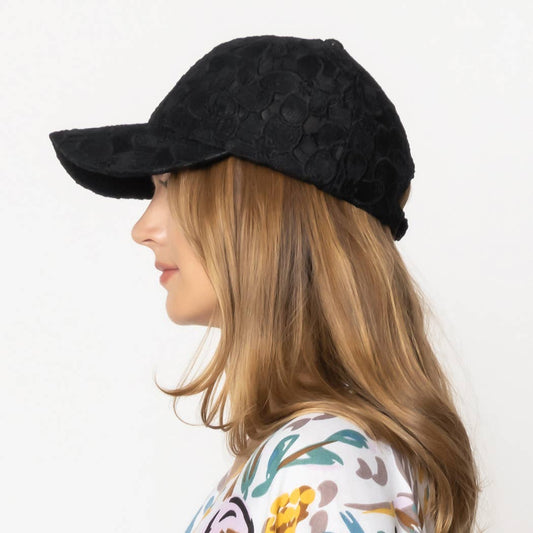 Floral Laced Baseball Cap (Black)