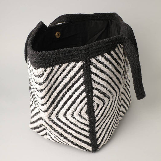 Tribal Aztec Shoulder Tote Canvas Bag (Black)