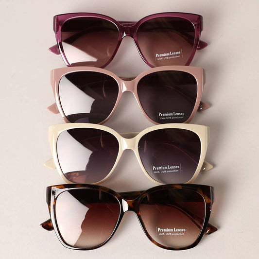 One Tone Designed Frame Casual Sunglasses: ONE SIZE / 12 ASSORTED COLOR