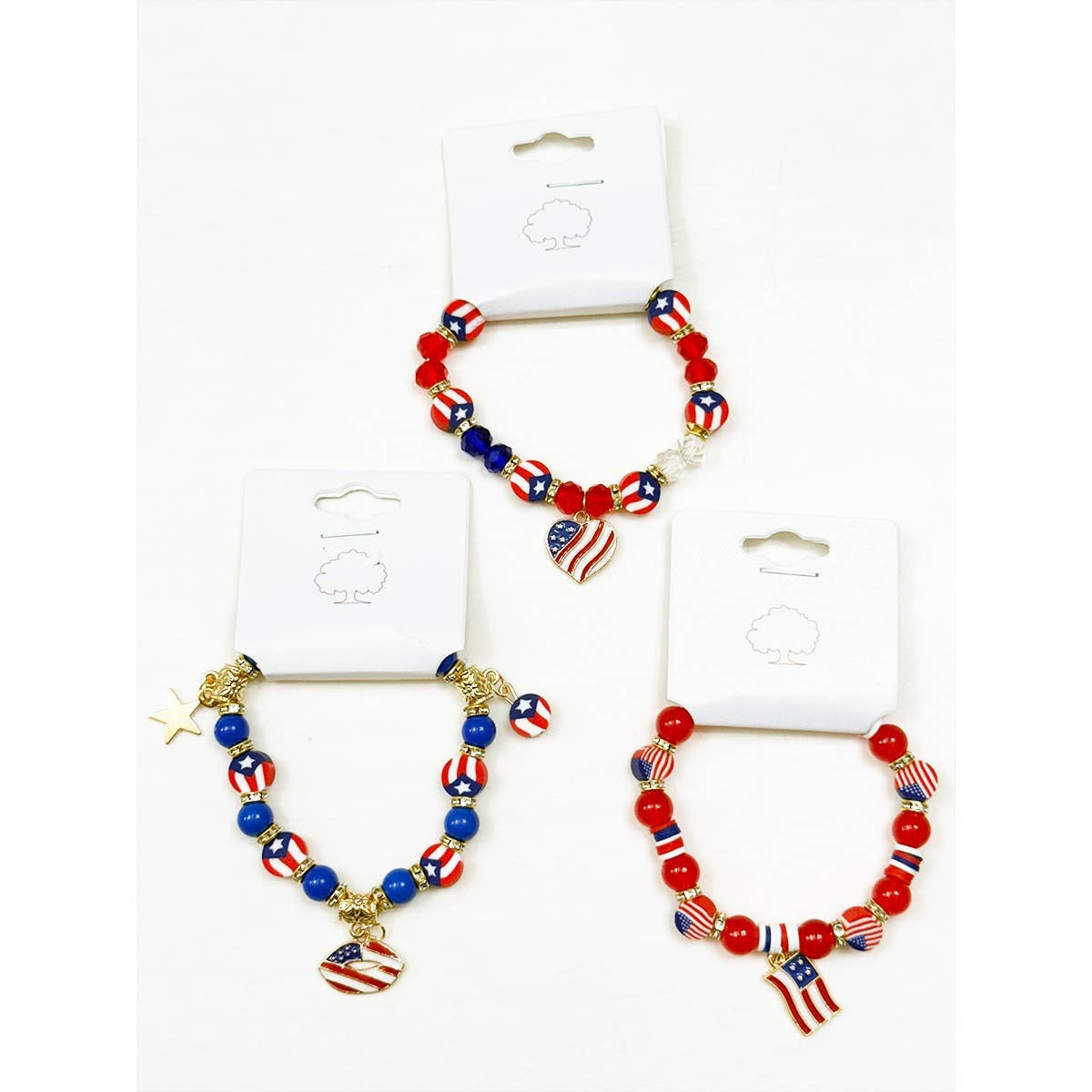 Mix Beaded Stretch USA Charm Bracelet