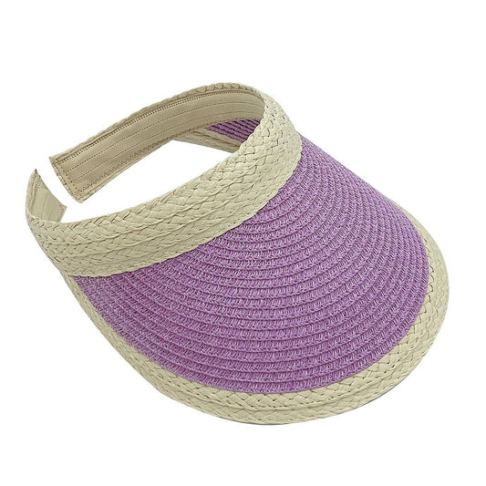 Colored Straw Sun Visor Sun Hat (Lavender)
