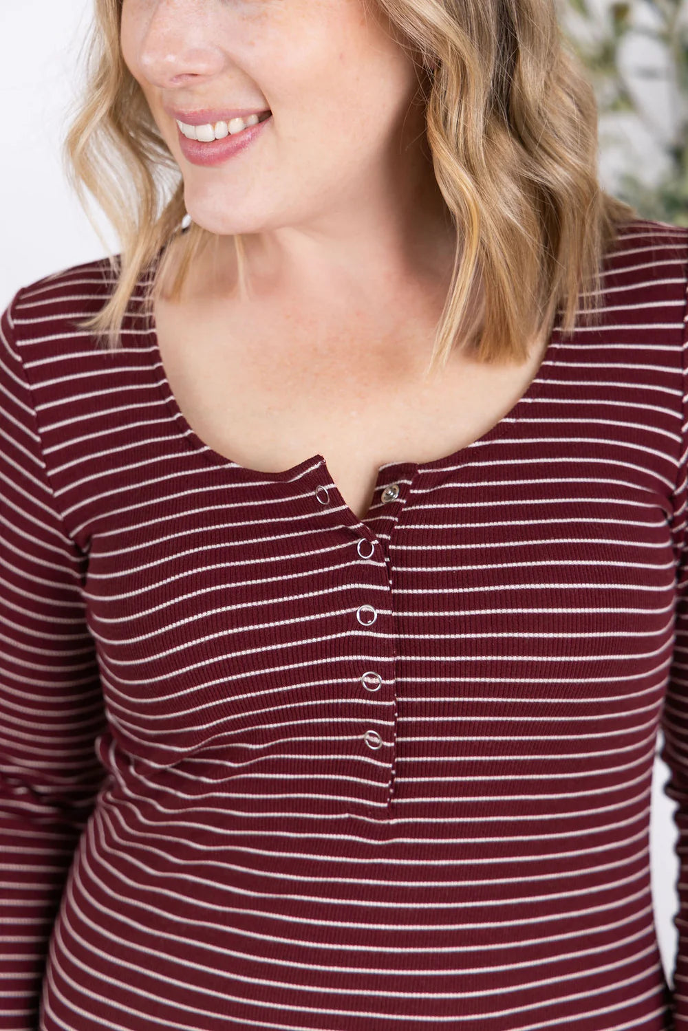 Striped Henley Long Sleeve - 5 Colors