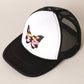 Hand-Painted Abstract Butterfly Trucker Cap (Hot Pink + Black)