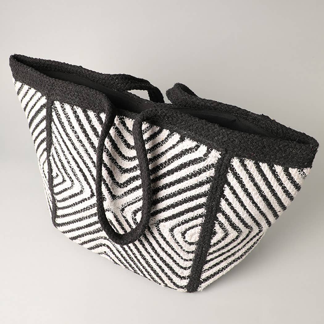 Tribal Aztec Shoulder Tote Canvas Bag (Black)
