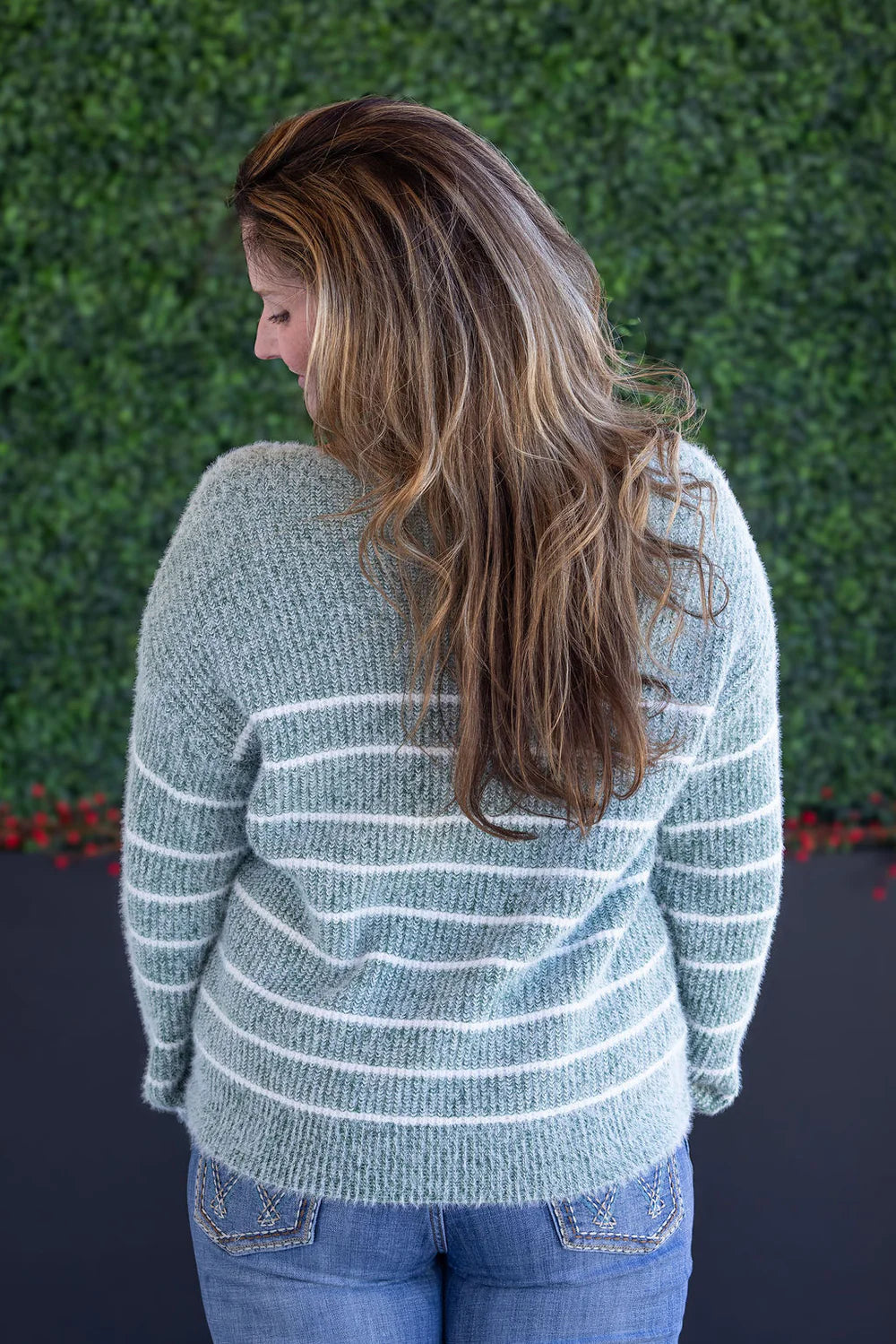 Cozy Striped Sweater - Green