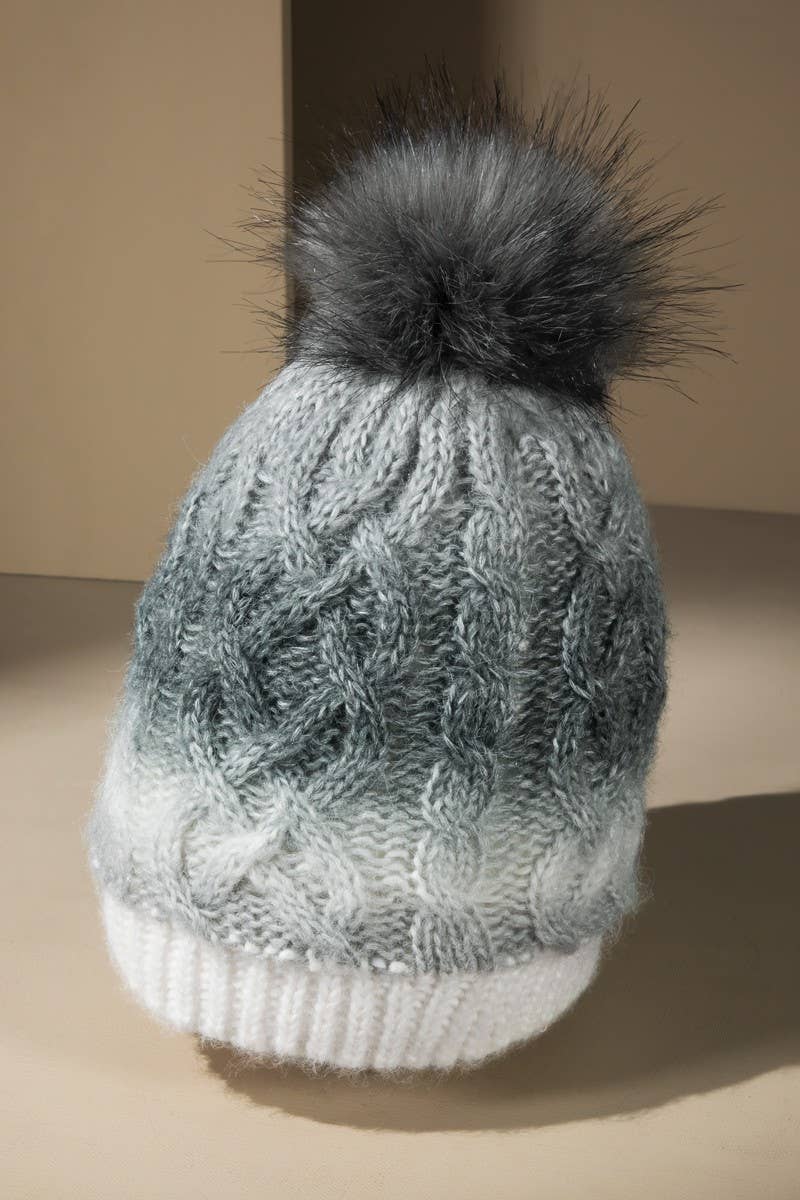 Colored Cable Knitted Beanie (2 Colors: Sunset and Gray)