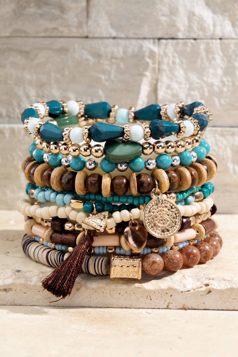 11-in-1 Multi Layered Mixed Beads Bracelet: Mountain Meadow(Gdbrw) / OS