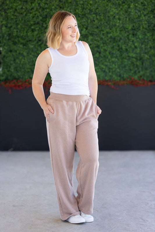 Wide Leg Vintage Wash Bottoms - 4 Colors